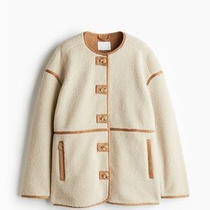 H&M Cream and Tan Teddy Jacket